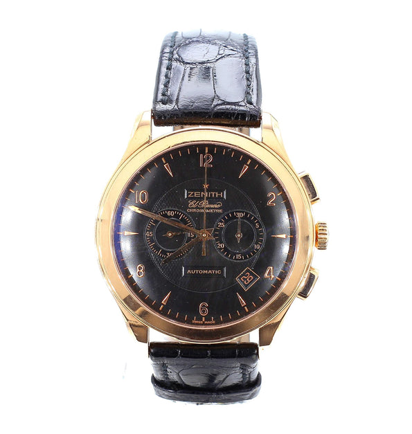 Zenith El Primero Grande Class Chronograph Automatic 18K Rose Gold Black Watch