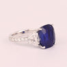 7.77 Carat Royal Blue Sapphire Ceylon No Heat Cushion Cut and Diamond Ring