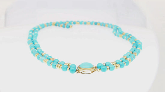 Vintage Turquoise and 14k Gold Bead & Pendant Necklace