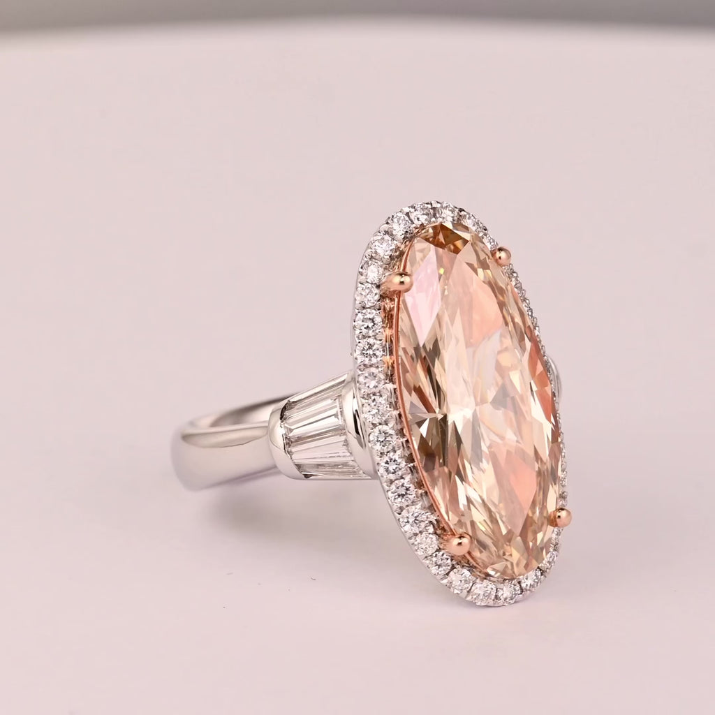 GIA Certified 6 Carat Fancy Light Yellow-Brown Diamond 18K White Gold Ring