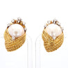 15mm Mabe Pearl & Diamond 14K Gold Retro Era Lever Back Earrings