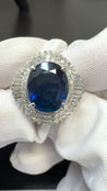 GIA Certified 6.75 Carat Oval Blue Sapphire and Diamond Ballerina Ring