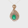 4.5 Carat Pear Cut Colombian Emerald & Diamond 18K Gold Pendant Necklace