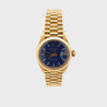 Rolex Lady DateJust 6917 Blue Dial 18K Gold President Bracelet Watch