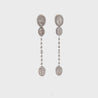 14K White Gold Oval 1 Carat Diamond Cluster Drop Dangle Earrings